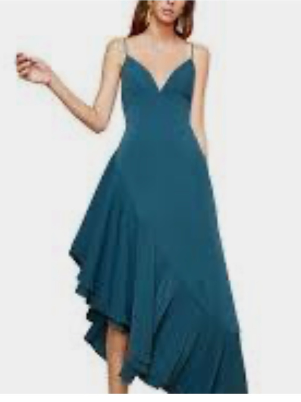C/MEO Collective Teal Asymmetrical High-Low Spaghetti-Strap Gown size Medium